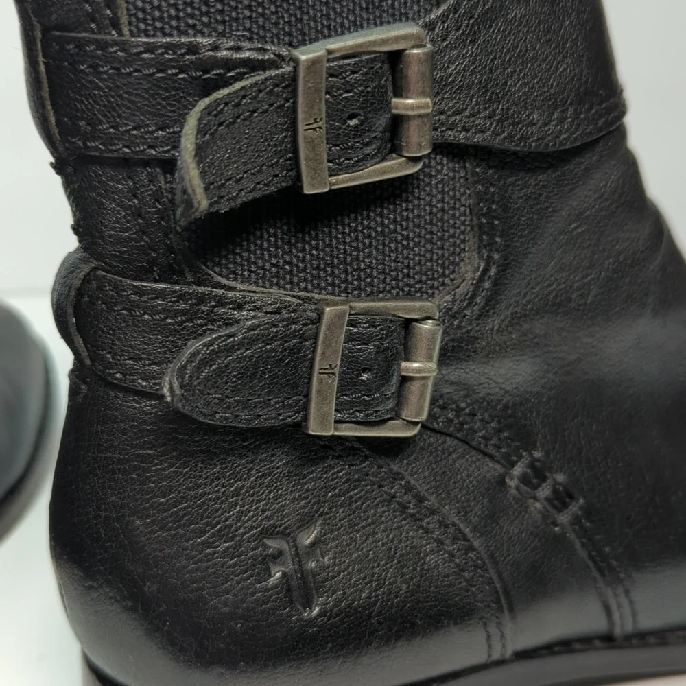 Frye Anna Gore Black Label Leather Ankle Bootie boots womans size 6.5